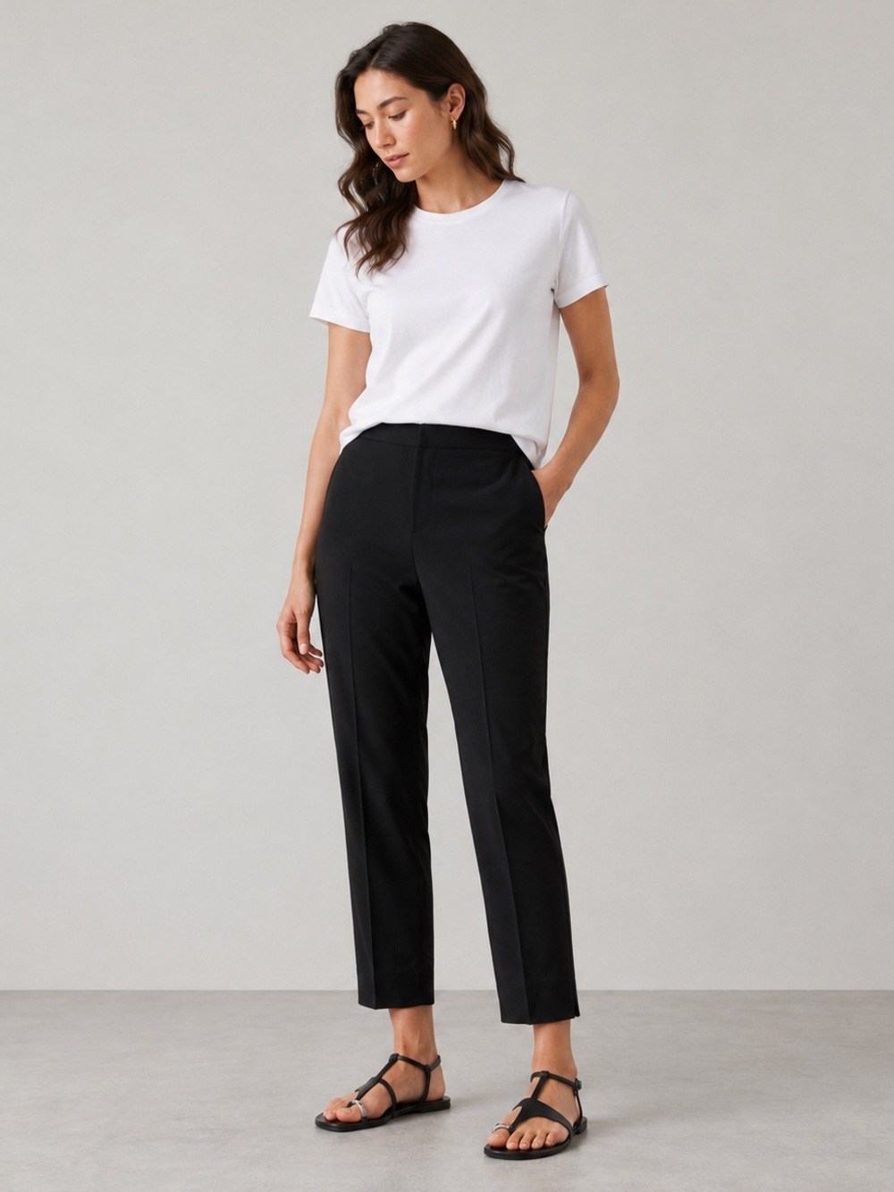 Banana Republic Hayden Black Tapered Pants Size 6 Pull-On Stretch Work Trousers